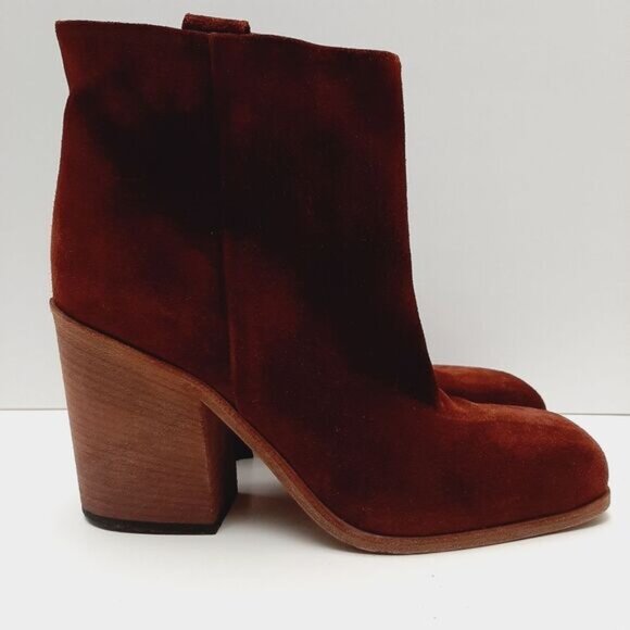 NOW Made in Italy Suede Slip-On Ankle Boot Block Heel Maroon Wine Red Sz Euro 40 - Picture 2 of 16